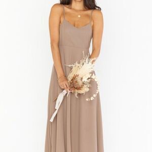 Mumu Weddings Dress Medium Faith Maxi Soft Beige Chiffon Bridesmaid Cocktail